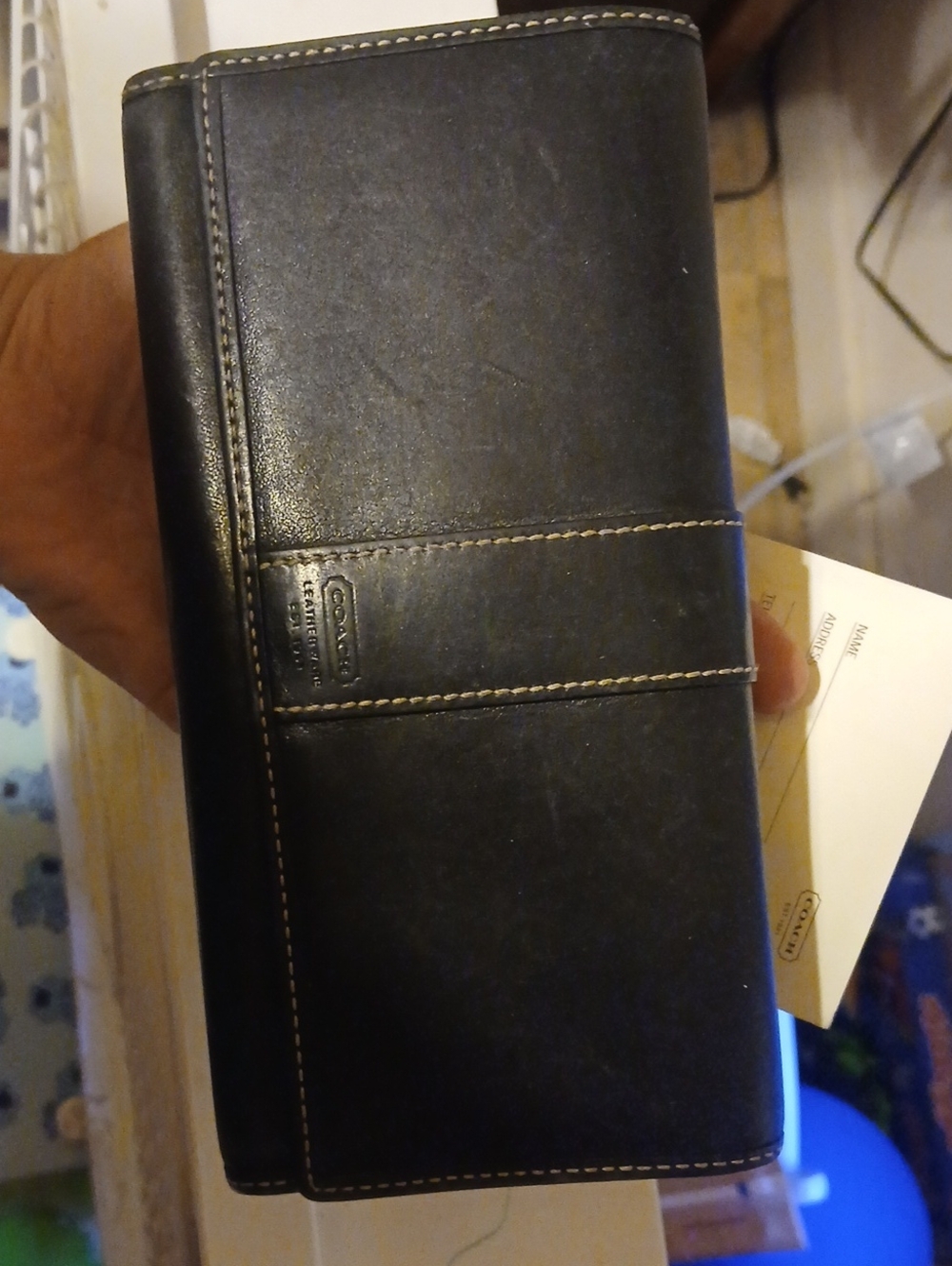 Coach Black Leather Continental Wallet with Contrast Stitching